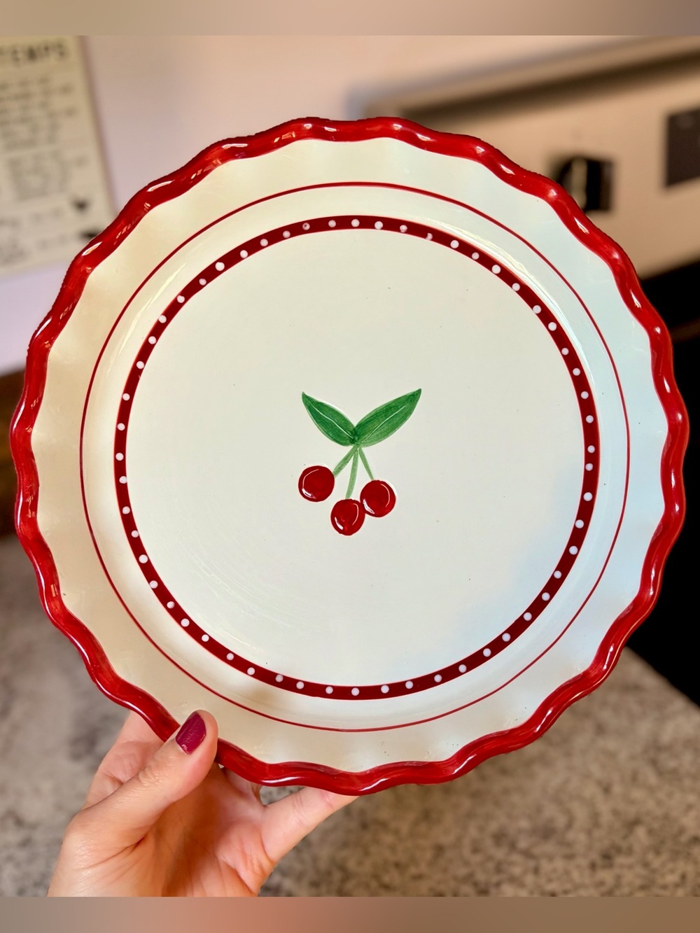 Diner Styed Retro Cherry Pie Fluted Pie Plate Vintage Kitchenware